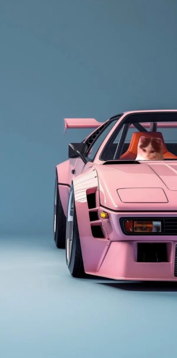 car pink vintage