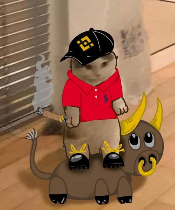 binance bull smoke cigar hat cigarette