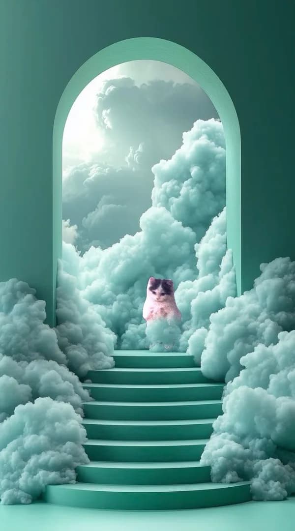 mood vibe stairs gate heaven sky gmichi higher clouds wagmichi
