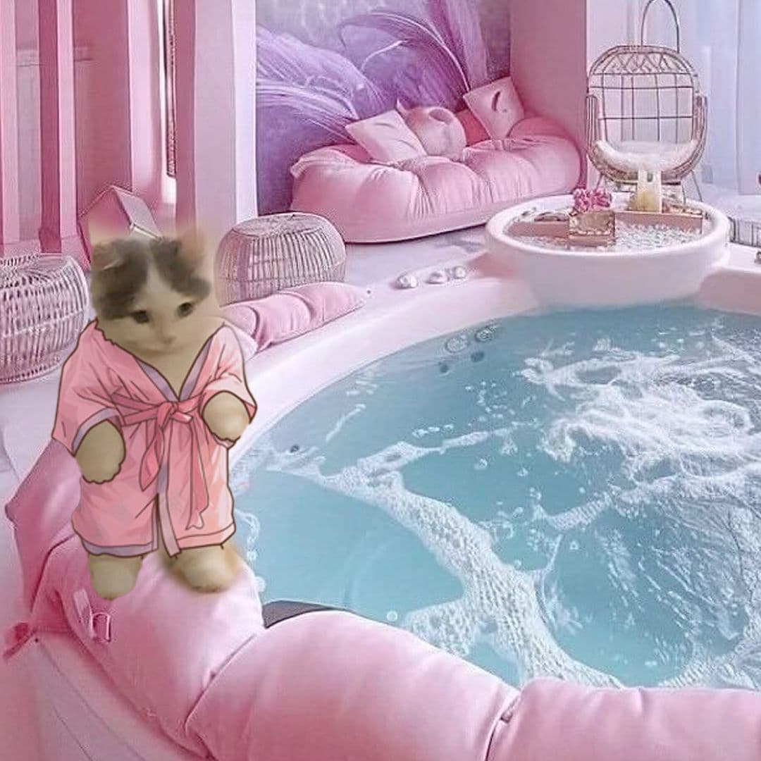 pink cute tub bathrobe bath