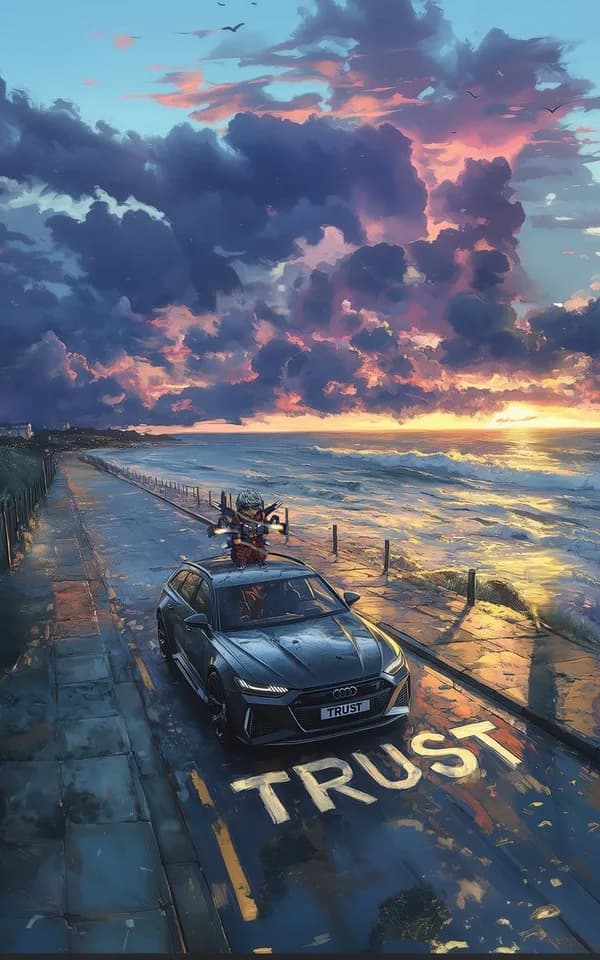 car trust road ocean outdoors