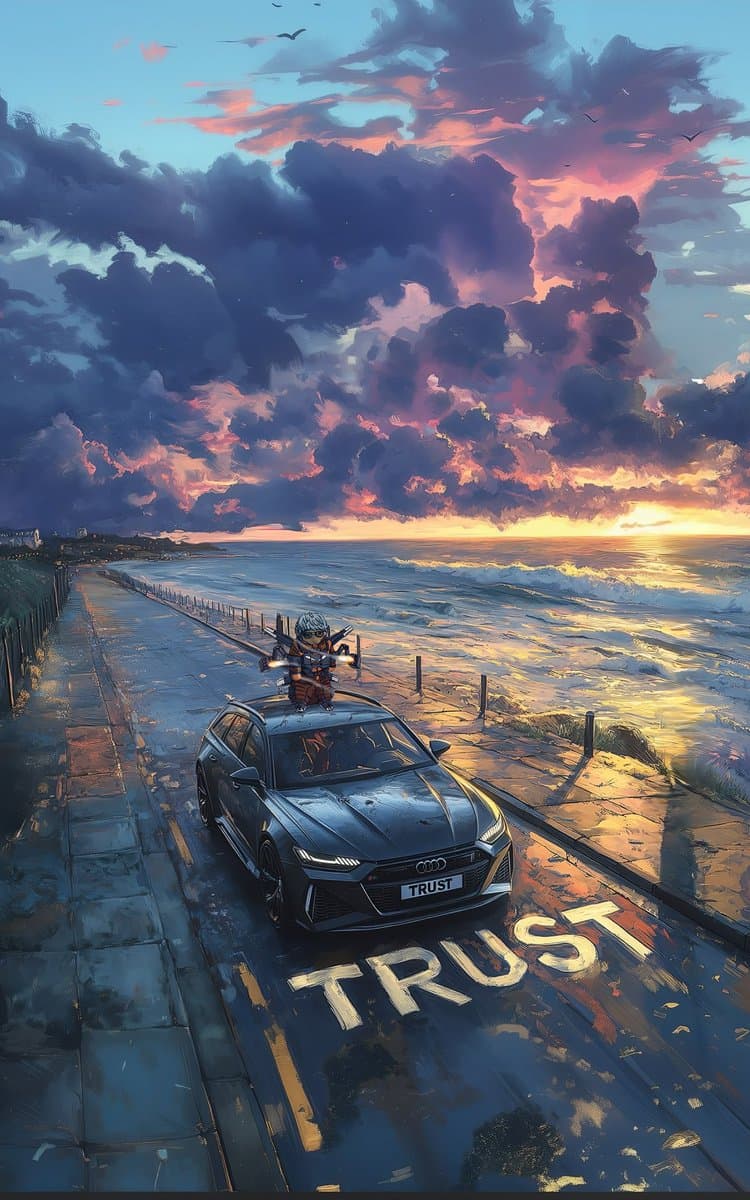 car trust road ocean outdoors