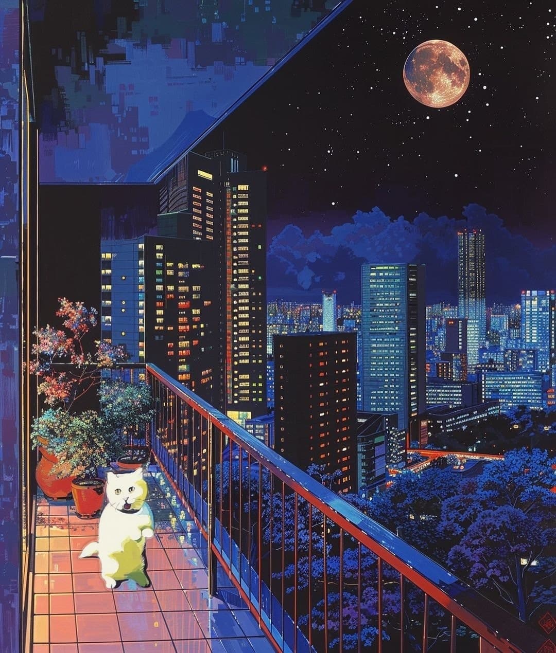 anime night gnichi city moon