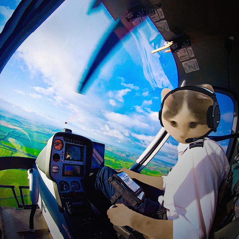 helicopter plane pilot fly sky clouds higher up