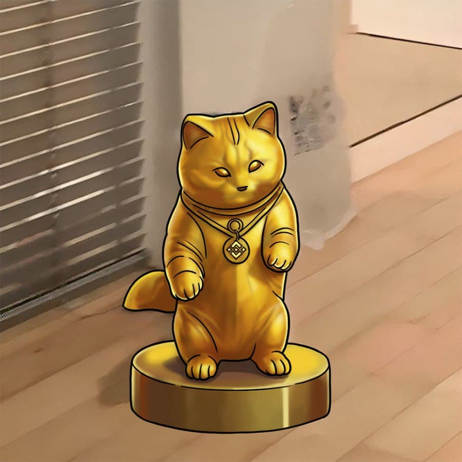 exchanges binance cat statue trophy