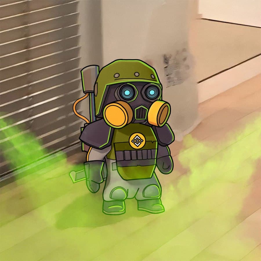 binance exchanges gasmask soldier gun weapon