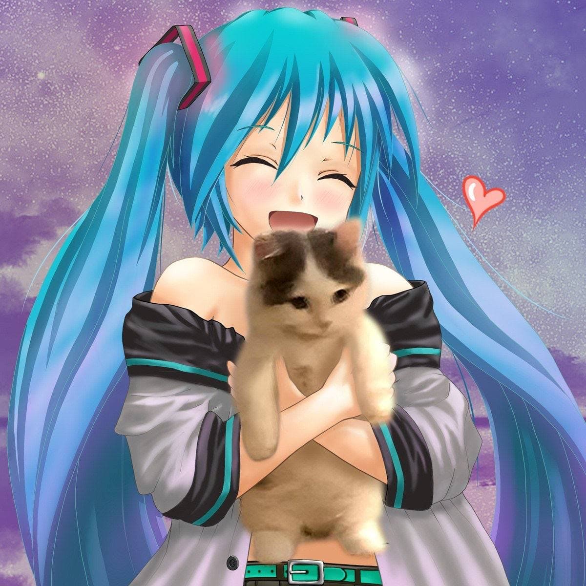 cute zephy girl anime blue love heart