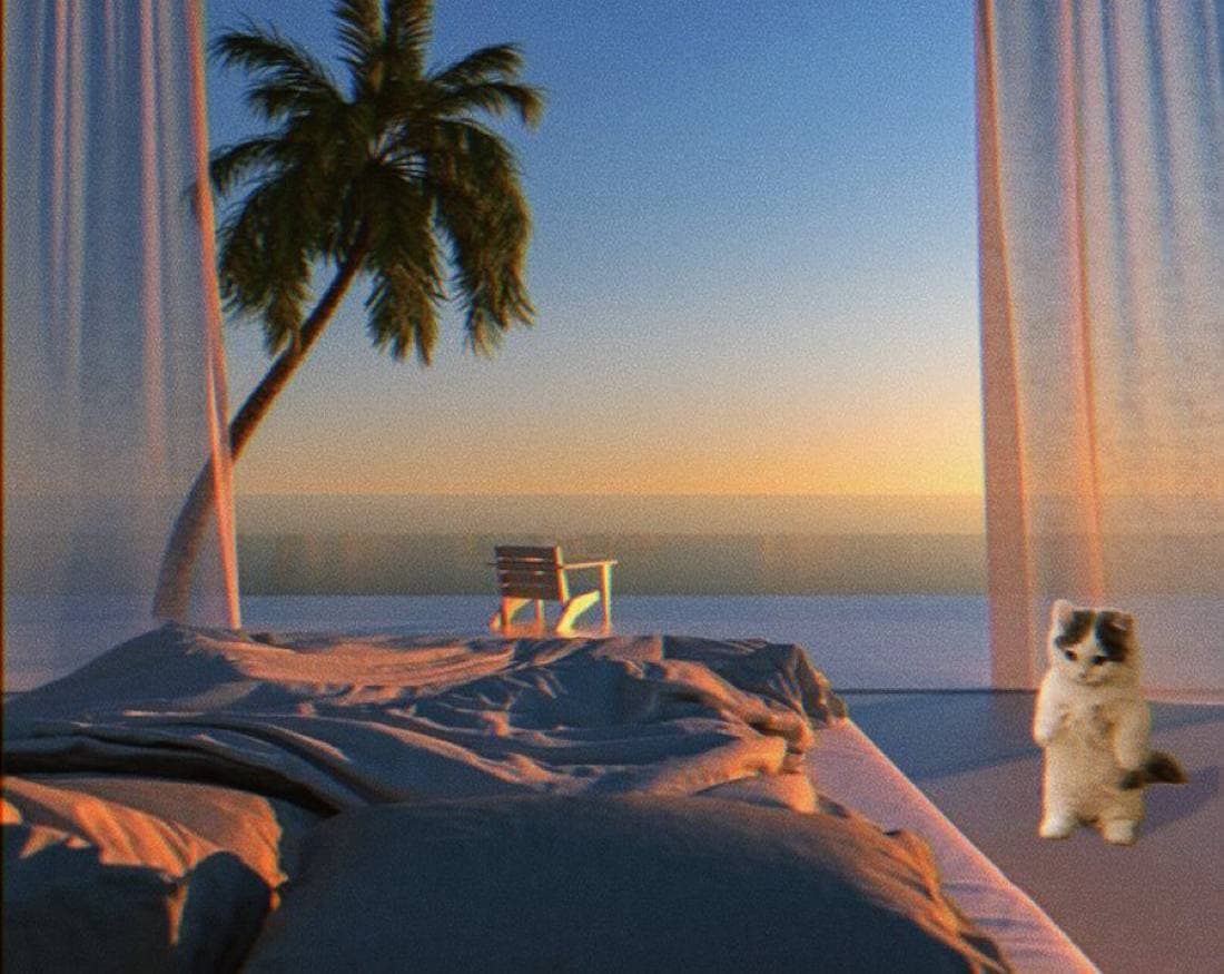 pool vacation palmtree bed gmichi