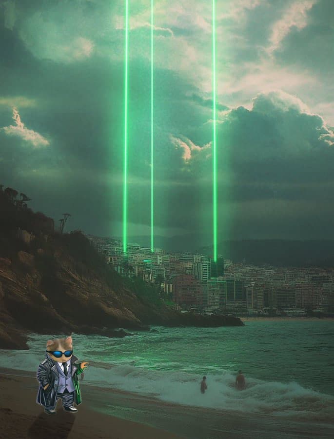 green matrix sunglasses beach