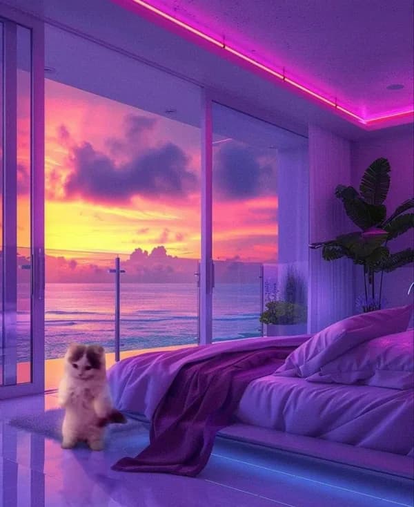 gnichi bed room sunset mood vibe